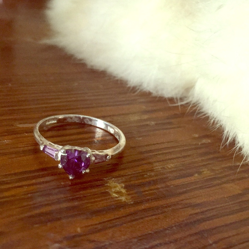 Sterling and Amethyst Heart Ring
